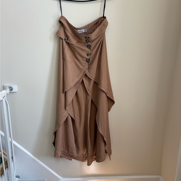 Self-Portrait Camel Midi Asymmetrical Skirt - Size US4 - Picture 2 of 8